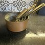 Set of Six Antique Copper brass Graduated Sauce Pans Image 6
