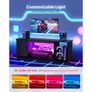 TV Stand for TVs up to 1651 mm, Modern Entertainment Center with Light Strip, Wooden TV Cabinet Storage with Glass Shelf and Adjustable Shelves, Console Table for Living Room and Bedroom, Black Image 4