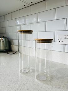 Glass and Wood Kitchen Canisters