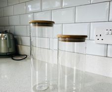 Glass and Wood Kitchen Canisters