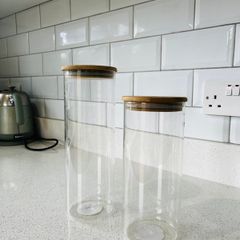 Glass and Wood Kitchen Canisters