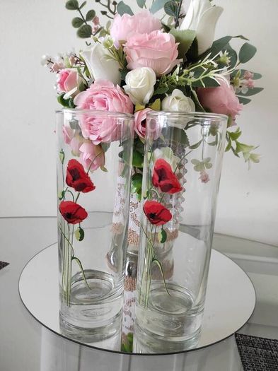 Glassware , Poppies Glassware, Set of 2 glass , poppies