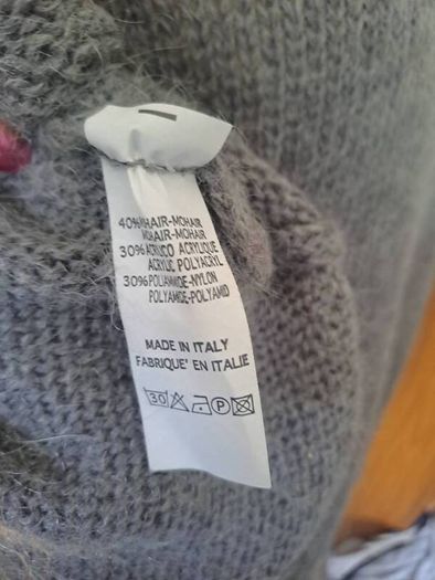 Made in Italy grey cape turtleneck jumper