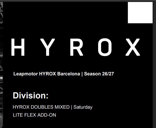 Hyrox Barcelona - Mixed Doubles - 14Nov2026 - Ticket
