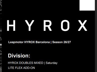 Hyrox Barcelona - Mixed Doubles - 14Nov2026 - Ticket