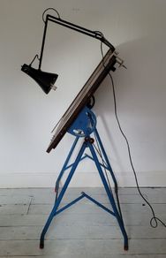 Mid-century architects drawing table with original anglepoise lamp