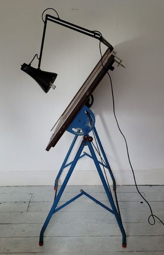 Mid-century architects drawing table with original anglepoise lamp