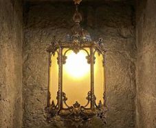 Medium sized very detailed solid brass old lantern
