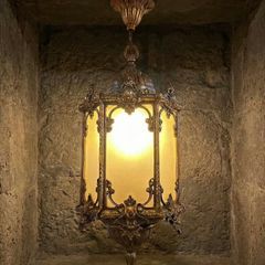 Medium sized very detailed solid brass old lantern