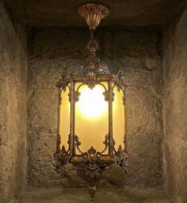Medium sized very detailed solid brass old lantern