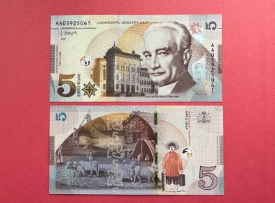 Georgia  5 Lari  2017. Pick  76a.  ( Uncirculated )