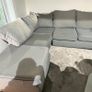 Grey corner sofa with matching footstool Image 4
