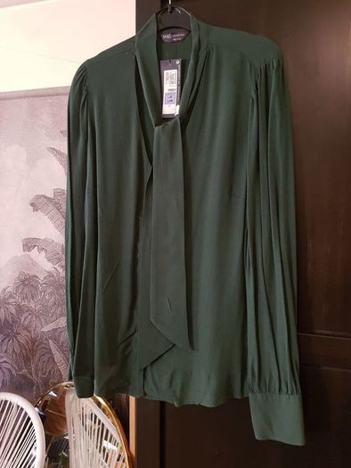 M&S green shirt, blouse, tie neck, size 8, NEW