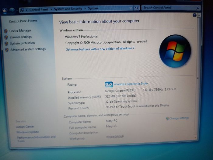ACER EXTENZA 4220, Vintage, Intel Celeron CPU 530, 1.73GHZ, 32bit, 512mb Ram, 65GB HDD, Windows 7,  Firefox, Opera, Chrome and VLC