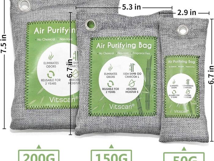 6 Pack Bamboo Charcoal Air Purifier Bags Odor Absorber Odor Absorber Natural Car Air Freshener Odor Eliminators for Home Pets