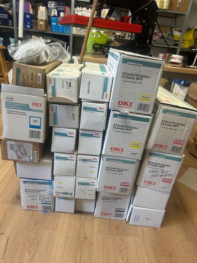Job lot of toners drums and waste bottles for Oki ES3640