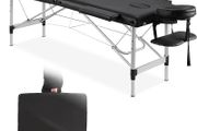 Massage Table 2 Section Aluminum Massage Bed, suitable for spa beauty tatoo physiotherapy Yoga Gym Parlor, adjustable height, width 60cm Black (FREE SHIPPING)