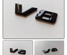 V8 gloss black badge