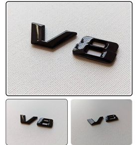 V8 gloss black badge