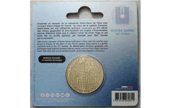 France 0.25 Euro Base Metals Brilliant Uncirculated Coin 2025 - Notre-Dame Paris Cathedral