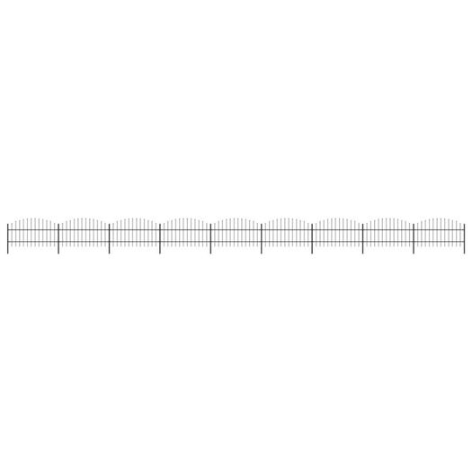Garden Fence with Spear Top Steel (0.75-1)x15.3 m Black
