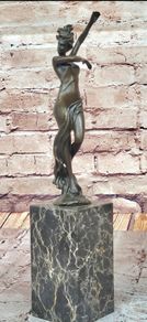 Art-Deco Dancing Woman (36cm) - Bronze, Marble, Signed