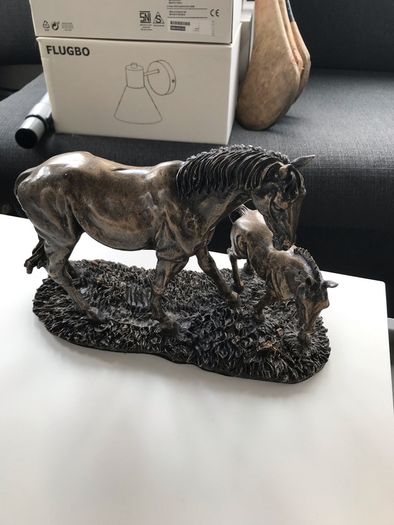 Vintage Crosa mare and foal figurine