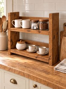 Handmade Coffee & Tea Dock Station in Oak Finish