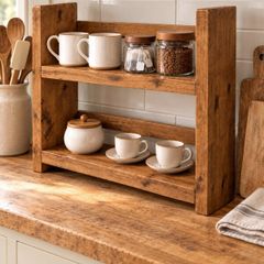 Handmade Coffee & Tea Dock Station in Oak Finish