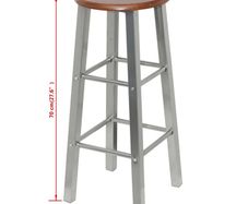 Bar Stools 2 pcs Metal with MDF Seat