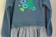 Marks &amp; Spencer knit shirt baby dress with flower detail Sz 18-24 mth Very good condition
