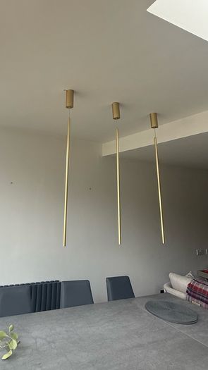 Linear LED drop pendant light.