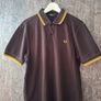 Fred Perry Men's L Twin Tipped Polo Shirt Black Yellow Image 6
