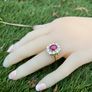 Antique 1940s Ruby & Diamond Cluster Ring - 18ct Image 6