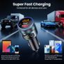 Car FM Transmitter Bluetooth 5.3 Adapter,Wireless Radio Transmitter for Car, PD 30W QC3.0 18W Fast Charging, Hands-Free,Bass Boost,LED Display,USB Flash Play,All Metal,12V/24V Image 6
