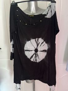 El Zingaro Italiano long line black fancy tunic size L UK14/16 EU42/44 Postage included