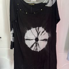 El Zingaro Italiano long line black fancy tunic size L UK14/16 EU42/44 Postage included