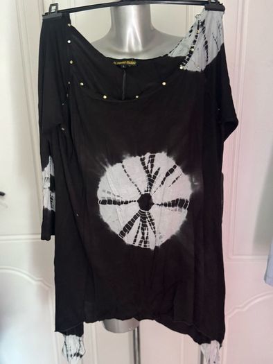 El Zingaro Italiano long line black fancy tunic size L UK14/16 EU42/44 Postage included
