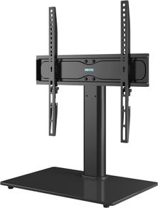 NEW SALE | Universal Table Top Pedestal TV Stand with Bracket for 26 inch 55 inch LCD/LED/Plasma TVs-Height Adjustable stand with 8mm Tempered Glass Base & Cable Management