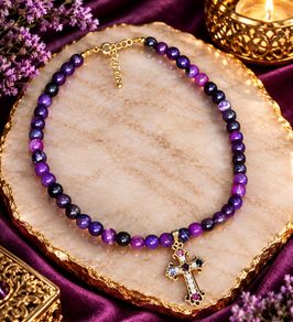 Natural Purple Banded Agate Choker