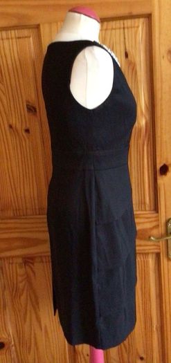 Dressbarn collection black tiered pencil dress pearl neckline Us 6 Uk 10 postage included