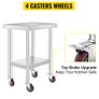 24 x 12 inch Stainless Steel Kitchen Worktable Commercial Work Bench Table with Caster Wheels & Undershelf for Home Restaurant Storage Image 3
