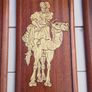 3 vintage handcrafted wooden wall plaques with inlaid wood design middle east or Asian style Image 4
