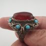 Antique Red Zirconia Ring  Rustic Brass Statement Jewellery Image 10