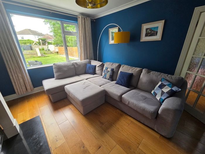L shaped couch + Poof