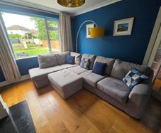 L shaped couch + Poof