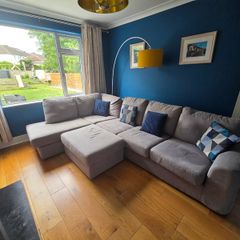 L shaped couch + Poof