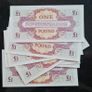 Lot of 7 In Sequence Great Britain (British Armed Forces) 1 Pound 1962 Pick M36 4th SERIES ( Uncirculated ) Banknotes Image 4