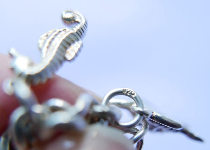 Vintage Heavy Sterling Silver Charm Bracelet length 7" - 37,9g