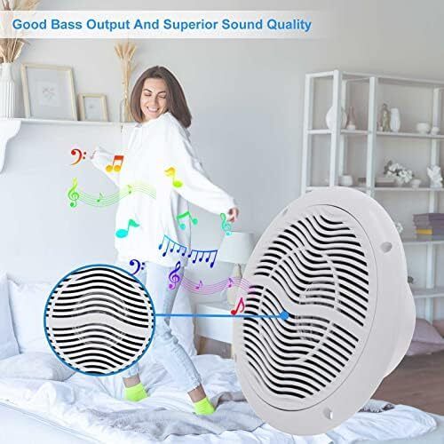 6.5 Inches 120 Watts Waterproof Bluetooth Marine Speakers Ceiling Speakers Perfect for Kitchen Home Tub Bathroom Outdoor (White)